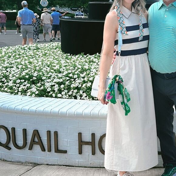 Tuckernuck ivory navy striped Marina dress small s worn once - Picture 2 of 7